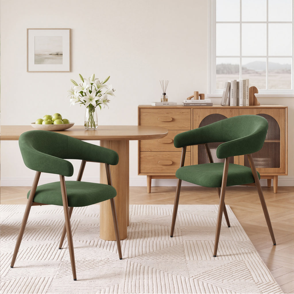 EOP Modern Linen Fabric Dining Chairs Set of 2, Upholstered Kitchen Chair with Metal Leg for Dining Room Restaurant