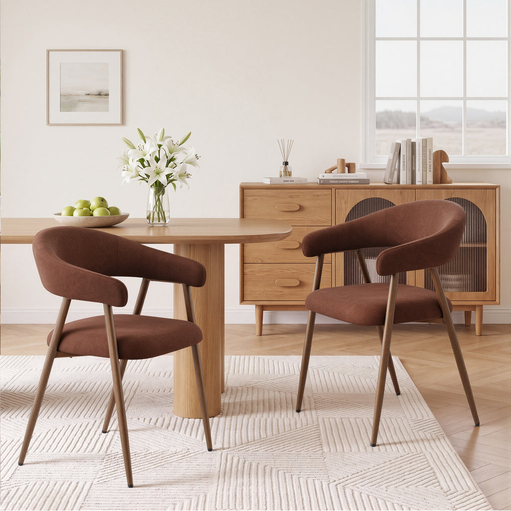 EOP Modern Linen Fabric Dining Chairs Set of 2, Upholstered Kitchen Chair with Metal Leg for Dining Room Restaurant