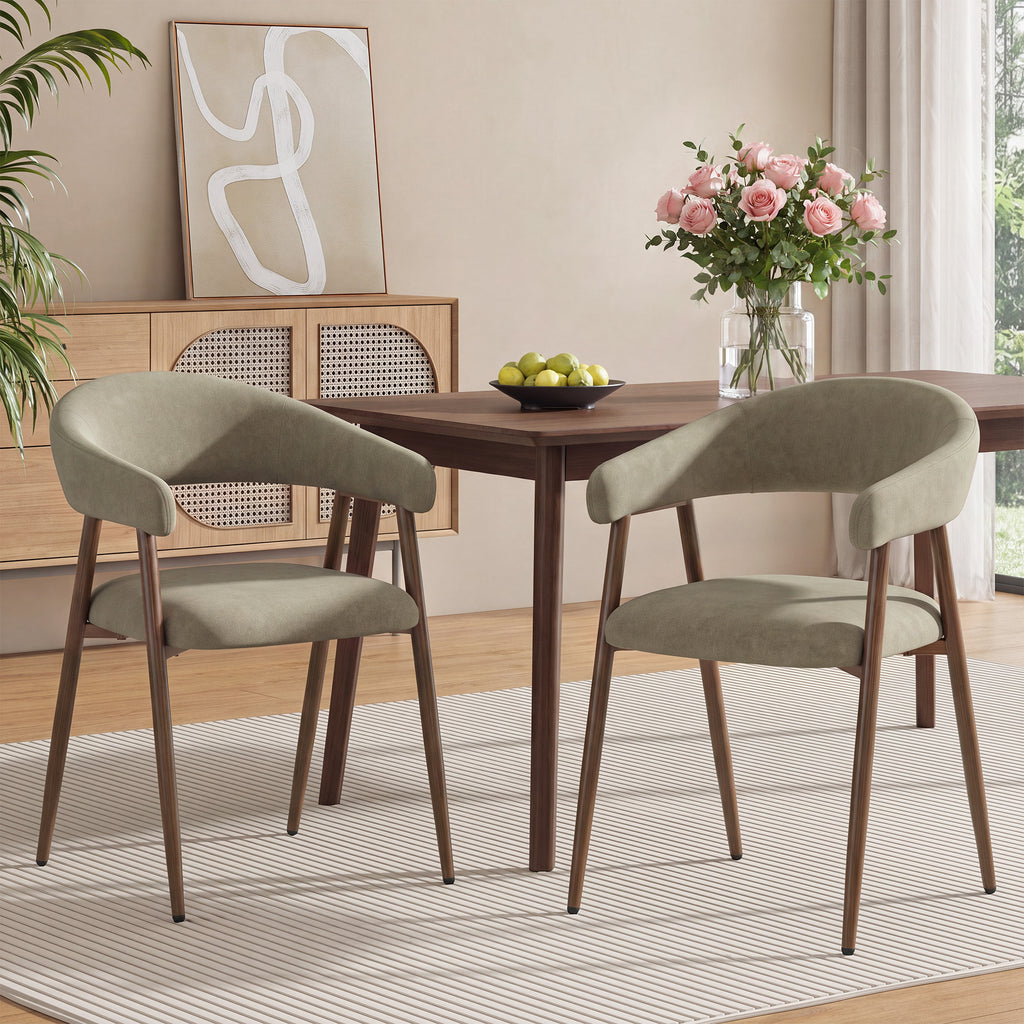 EOP Modern Linen Fabric Dining Chairs Set of 2, Upholstered Kitchen Chair with Metal Leg for Dining Room Restaurant