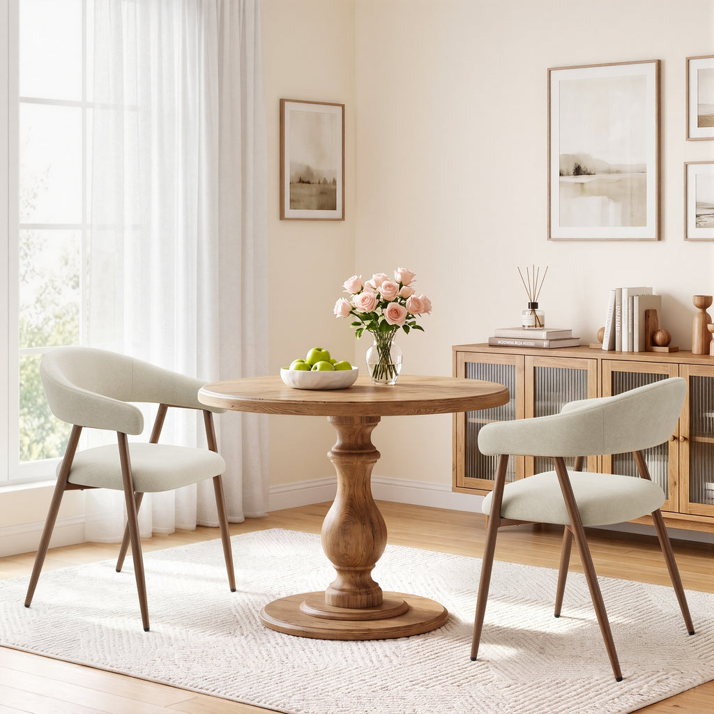 EOP Modern Linen Fabric Dining Chairs Set of 2, Upholstered Kitchen Chair with Metal Leg for Dining Room Restaurant