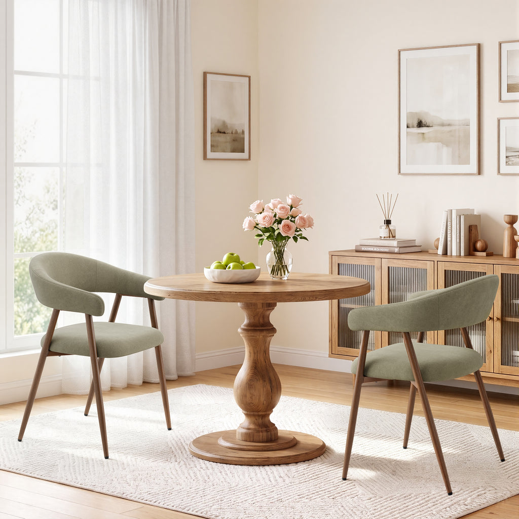 EOP Modern Linen Fabric Dining Chairs Set of 2, Upholstered Kitchen Chair with Metal Leg for Dining Room Restaurant