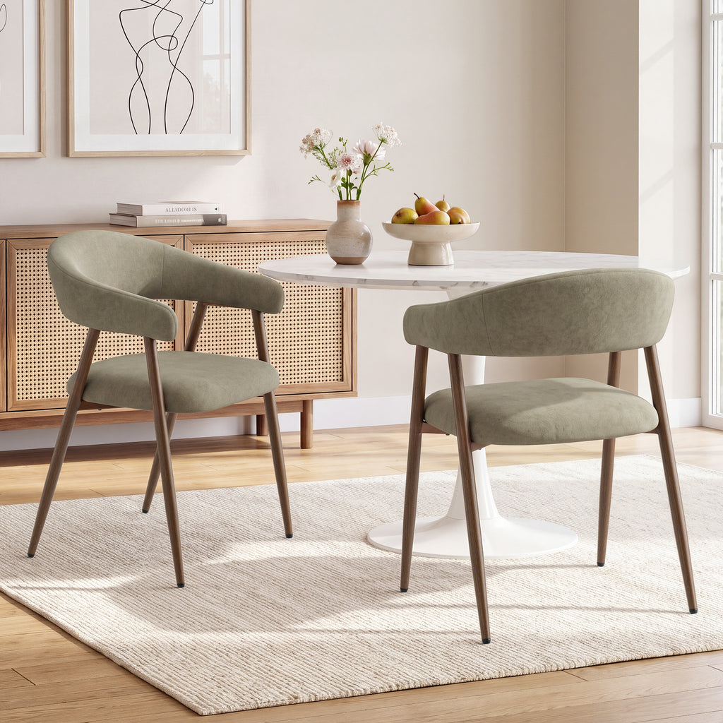 EOP Modern Linen Fabric Dining Chairs Set of 2, Upholstered Kitchen Chair with Metal Leg for Dining Room Restaurant