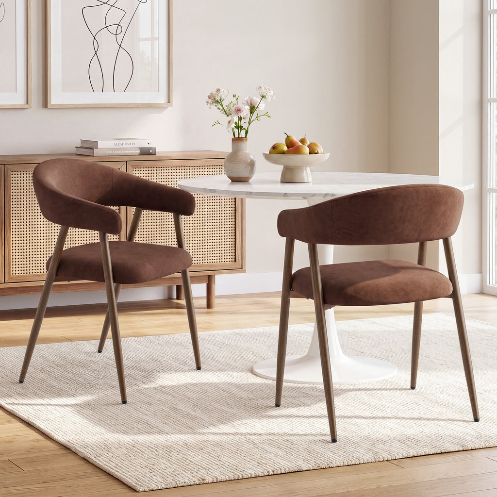 EOP Modern Linen Fabric Dining Chairs Set of 2, Upholstered Kitchen Chair with Metal Leg for Dining Room Restaurant