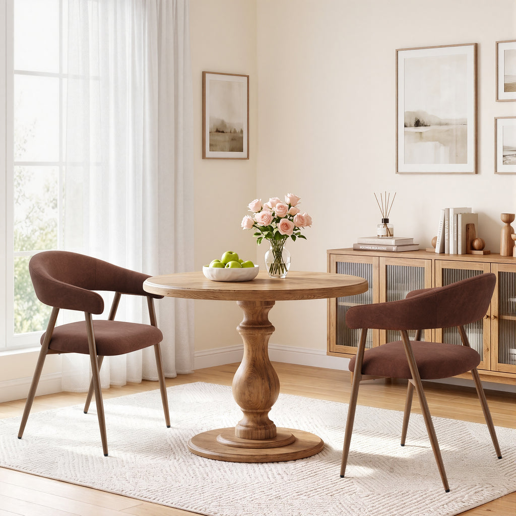 EOP Modern Linen Fabric Dining Chairs Set of 2, Upholstered Kitchen Chair with Metal Leg for Dining Room Restaurant