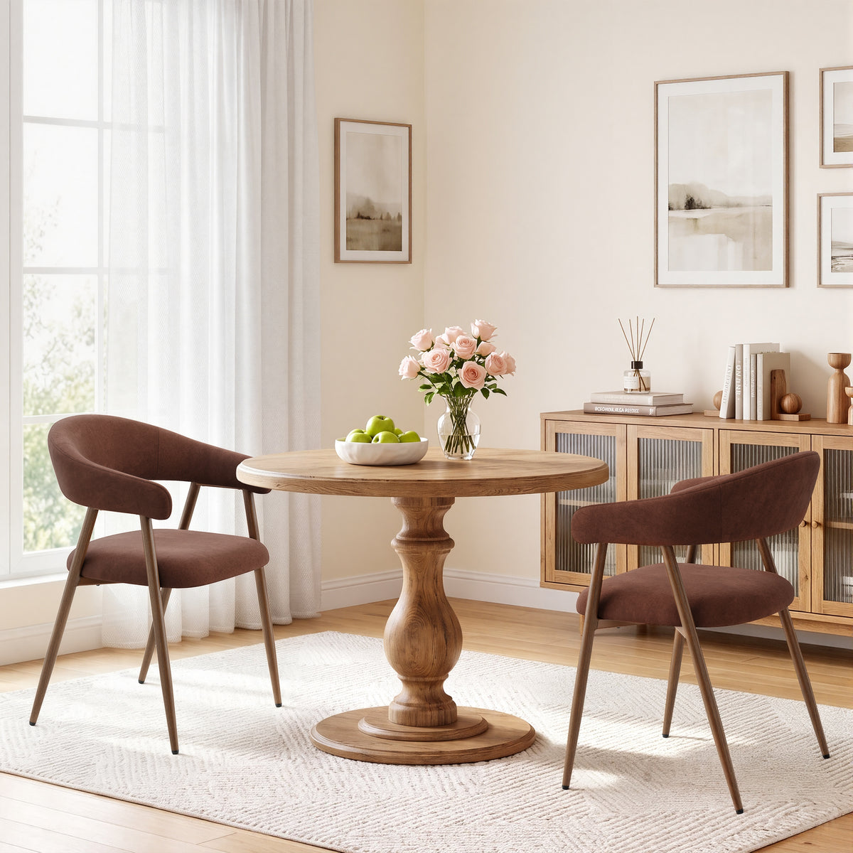 EOP Modern Linen Fabric Dining Chairs Set of 2, Upholstered Kitchen Chair with Metal Leg for Dining Room Restaurant