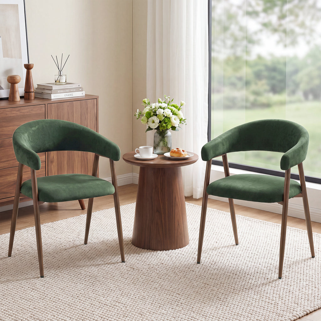 EOP Modern Linen Fabric Dining Chairs Set of 2, Upholstered Kitchen Chair with Metal Leg for Dining Room Restaurant