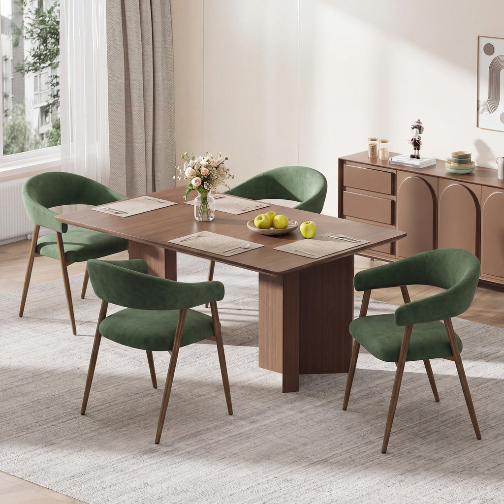 EOP Modern Linen Fabric Dining Chairs Set of 2, Upholstered Kitchen Chair with Metal Leg for Dining Room Restaurant