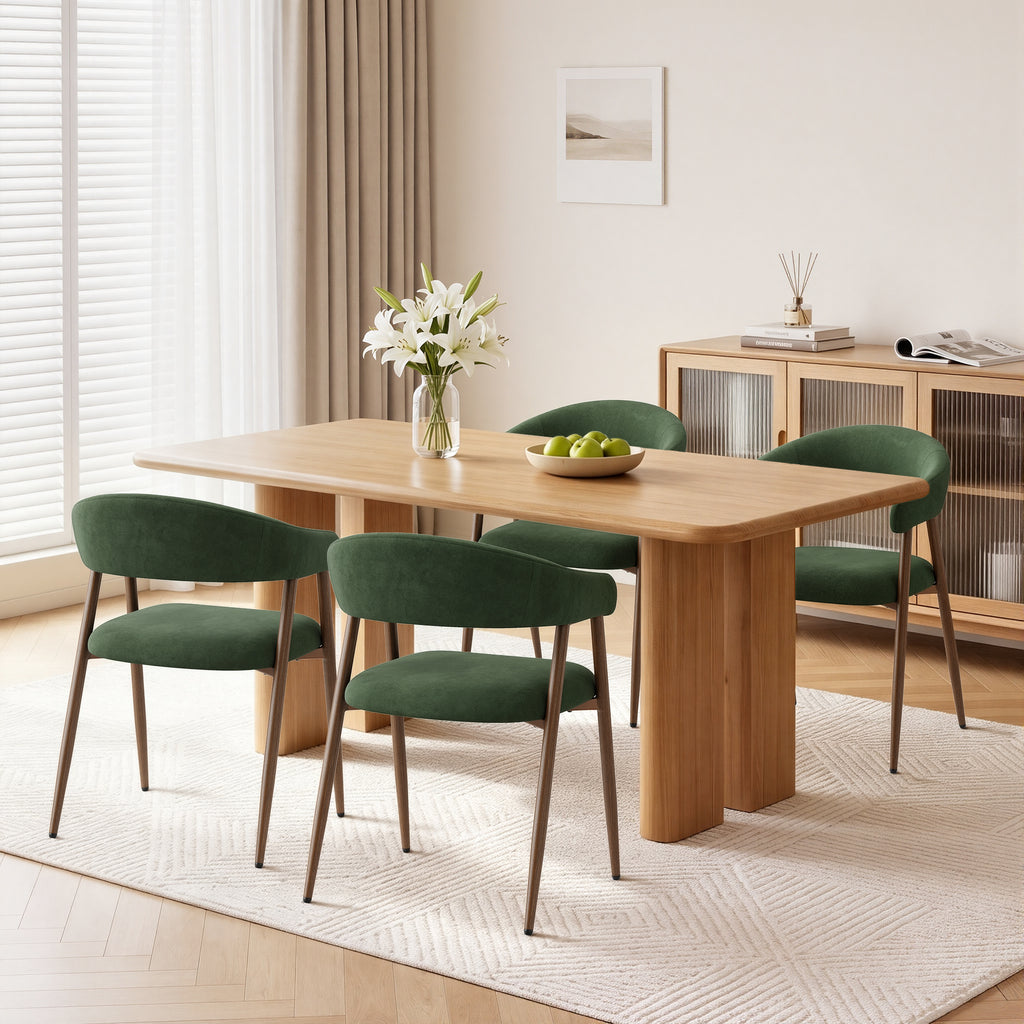EOP Modern Linen Fabric Dining Chairs Set of 2, Upholstered Kitchen Chair with Metal Leg for Dining Room Restaurant
