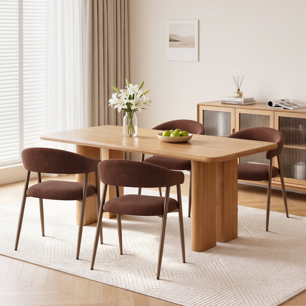 EOP Modern Linen Fabric Dining Chairs Set of 2, Upholstered Kitchen Chair with Metal Leg for Dining Room Restaurant