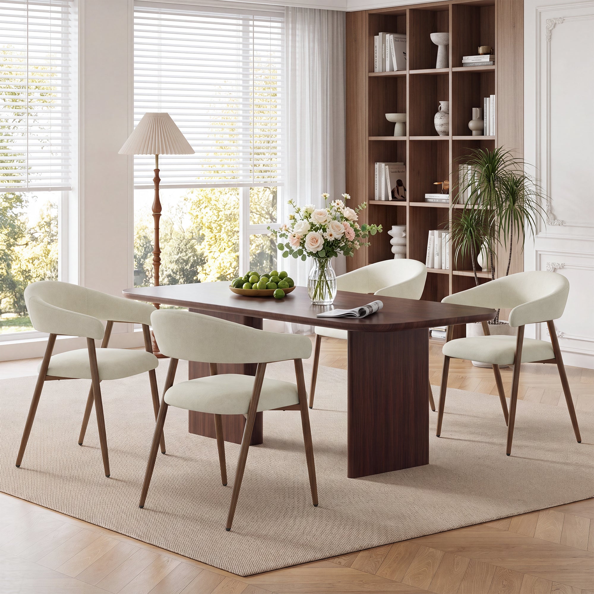 EOP Modern Linen Fabric Dining Chairs Set of 2, Upholstered Kitchen Chair with Metal Leg for Dining Room Restaurant