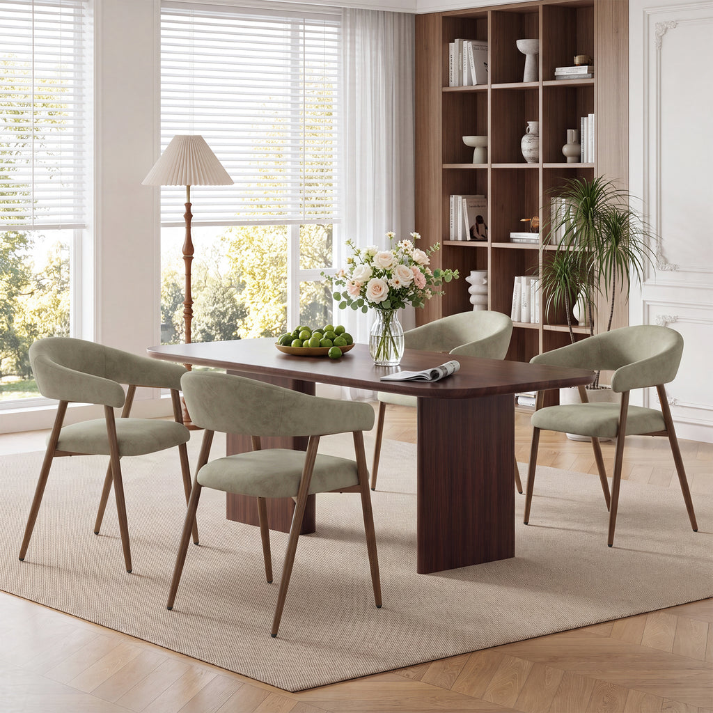 EOP Modern Linen Fabric Dining Chairs Set of 2, Upholstered Kitchen Chair with Metal Leg for Dining Room Restaurant