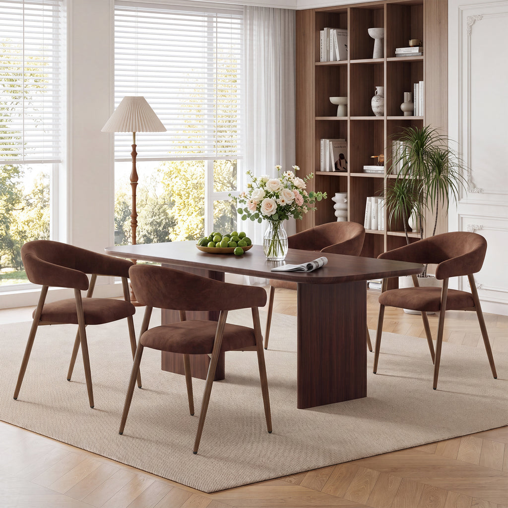 EOP Modern Linen Fabric Dining Chairs Set of 2, Upholstered Kitchen Chair with Metal Leg for Dining Room Restaurant