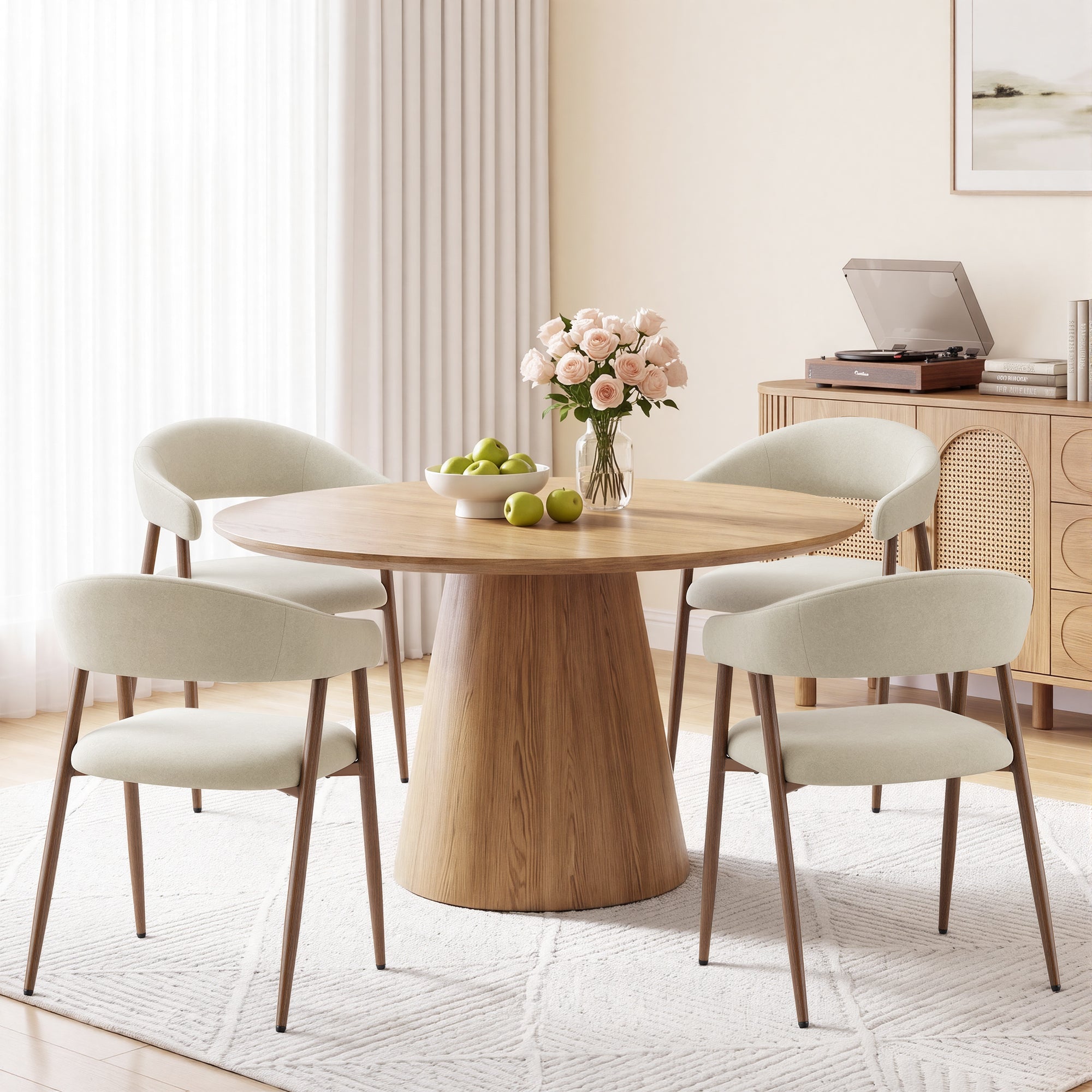 EOP Modern Linen Fabric Dining Chairs Set of 2, Upholstered Kitchen Chair with Metal Leg for Dining Room Restaurant