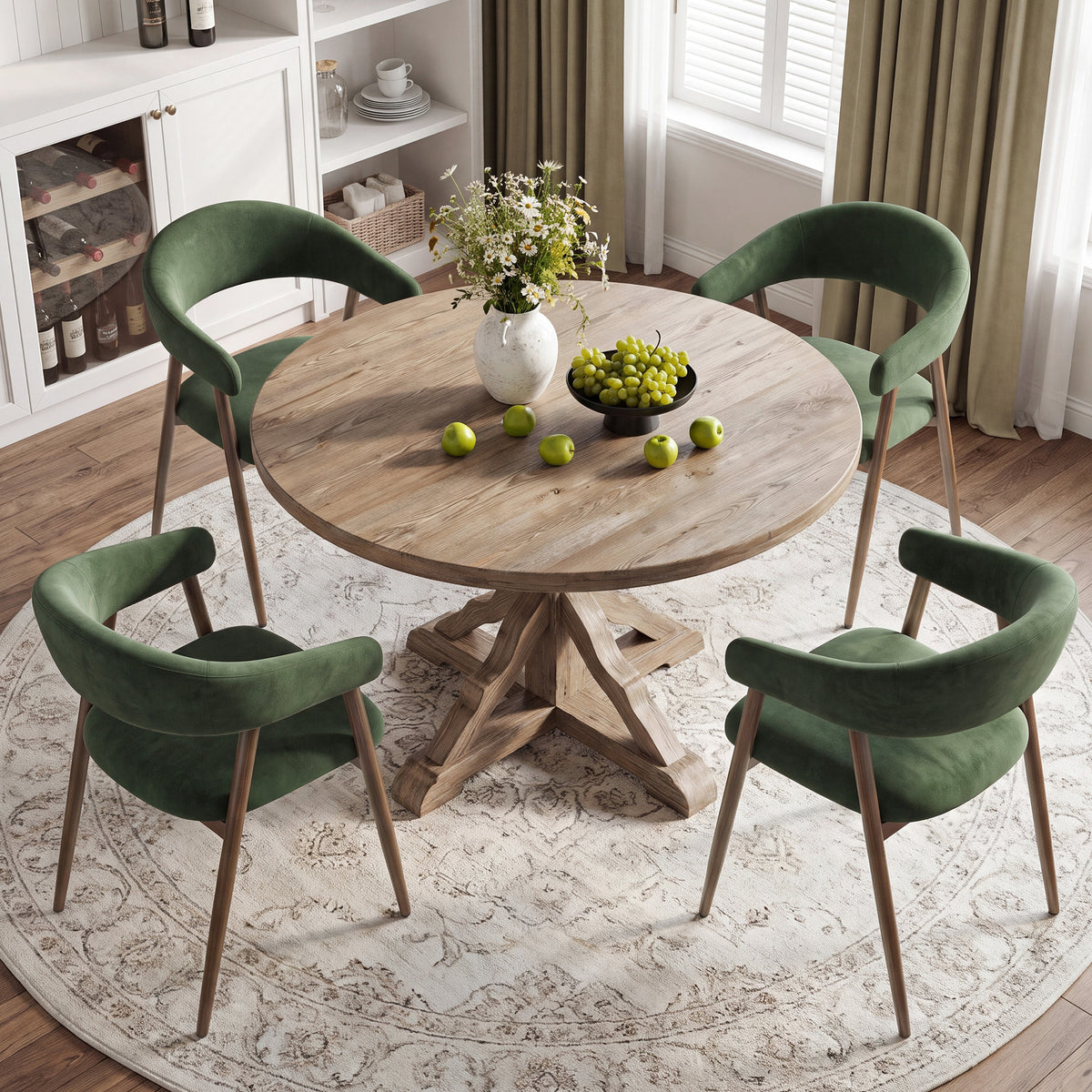 EOP Modern Linen Fabric Dining Chairs Set of 2, Upholstered Kitchen Chair with Metal Leg for Dining Room Restaurant