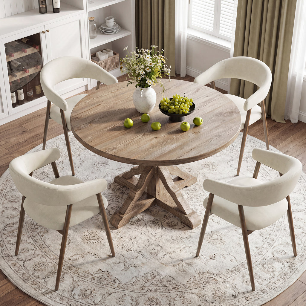 EOP Modern Linen Fabric Dining Chairs Set of 2, Upholstered Kitchen Chair with Metal Leg for Dining Room Restaurant