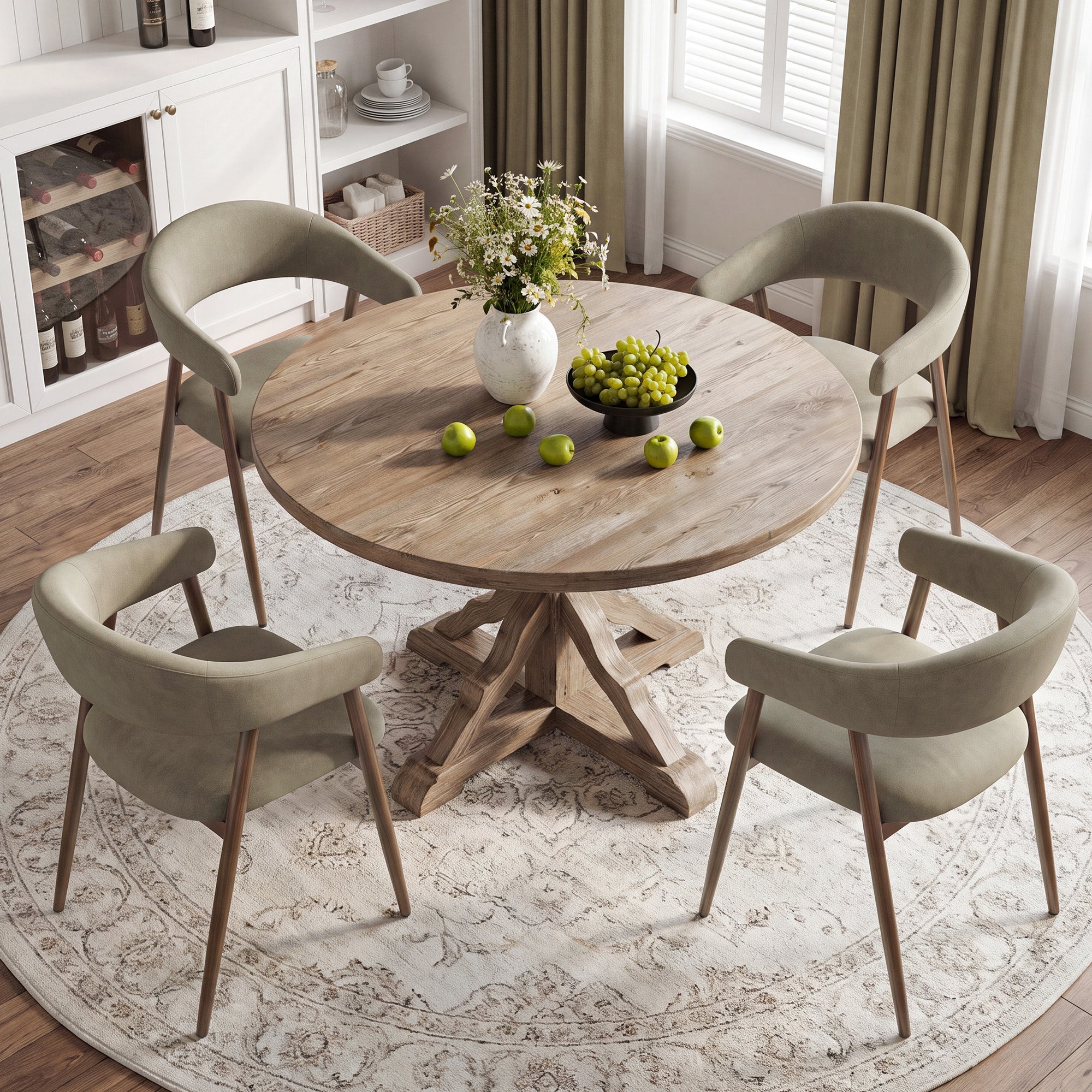 EOP Modern Linen Fabric Dining Chairs Set of 2, Upholstered Kitchen Chair with Metal Leg for Dining Room Restaurant