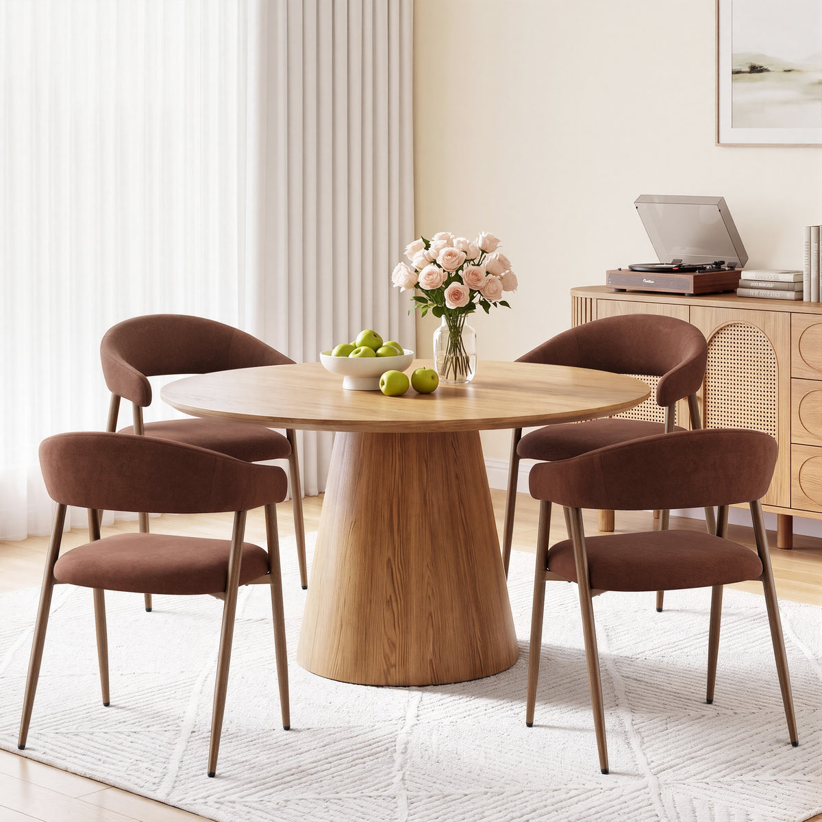 EOP Modern Linen Fabric Dining Chairs Set of 2, Upholstered Kitchen Chair with Metal Leg for Dining Room Restaurant