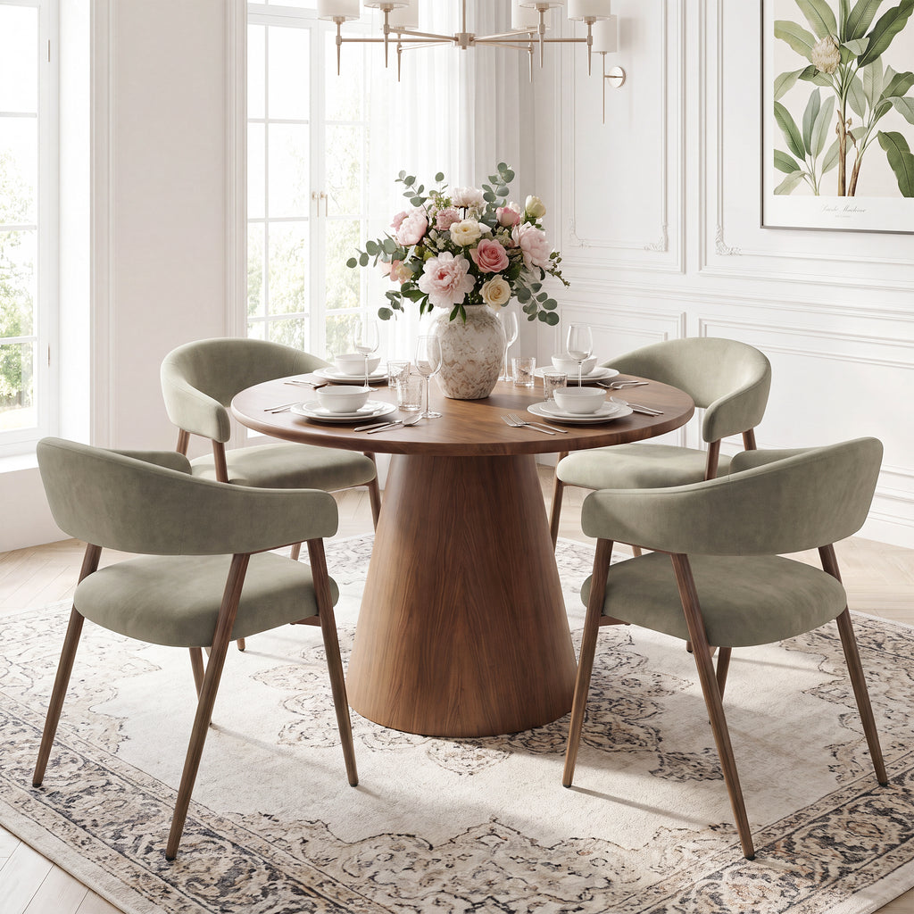 EOP Modern Linen Fabric Dining Chairs Set of 2, Upholstered Kitchen Chair with Metal Leg for Dining Room Restaurant