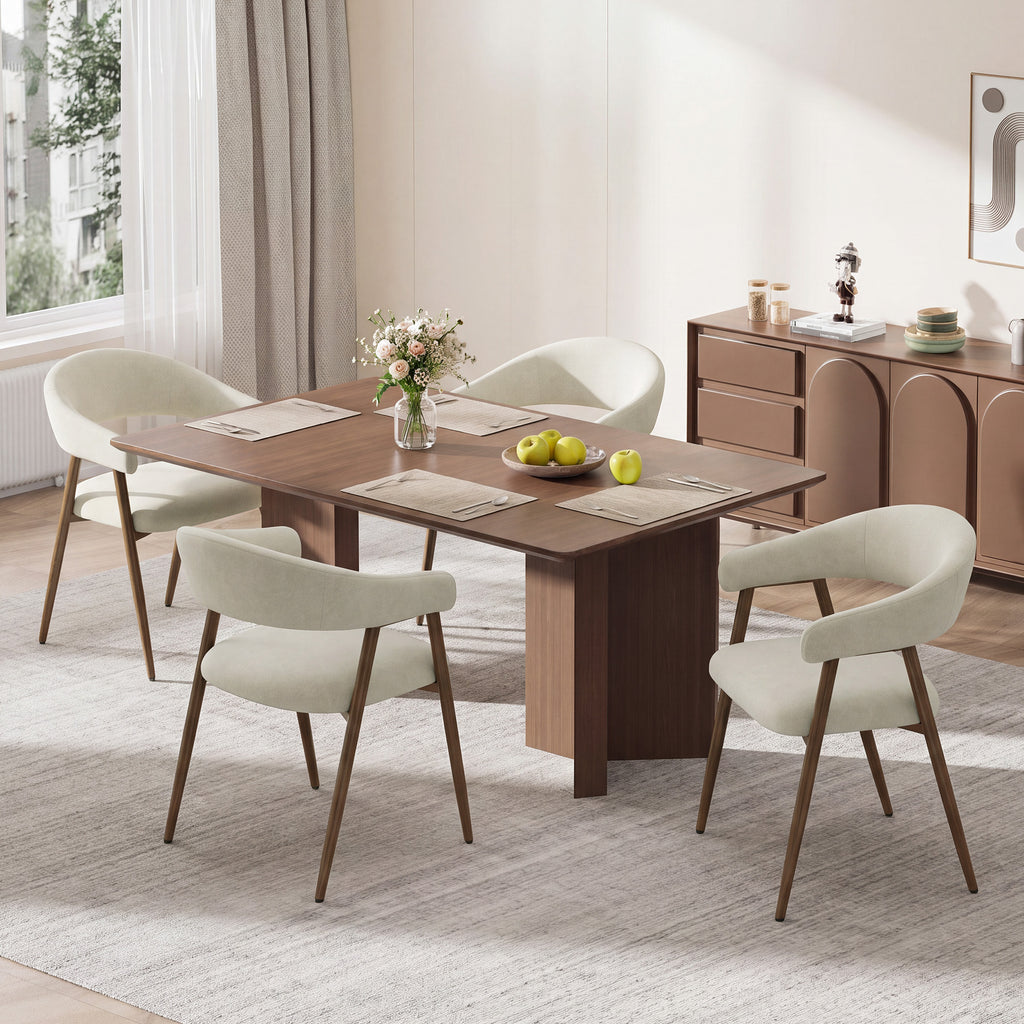 EOP Modern Linen Fabric Dining Chairs Set of 2, Upholstered Kitchen Chair with Metal Leg for Dining Room Restaurant