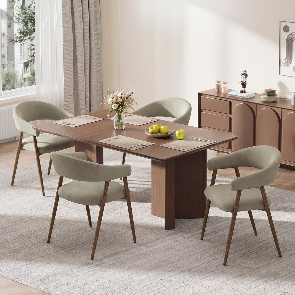 EOP Modern Linen Fabric Dining Chairs Set of 2, Upholstered Kitchen Chair with Metal Leg for Dining Room Restaurant