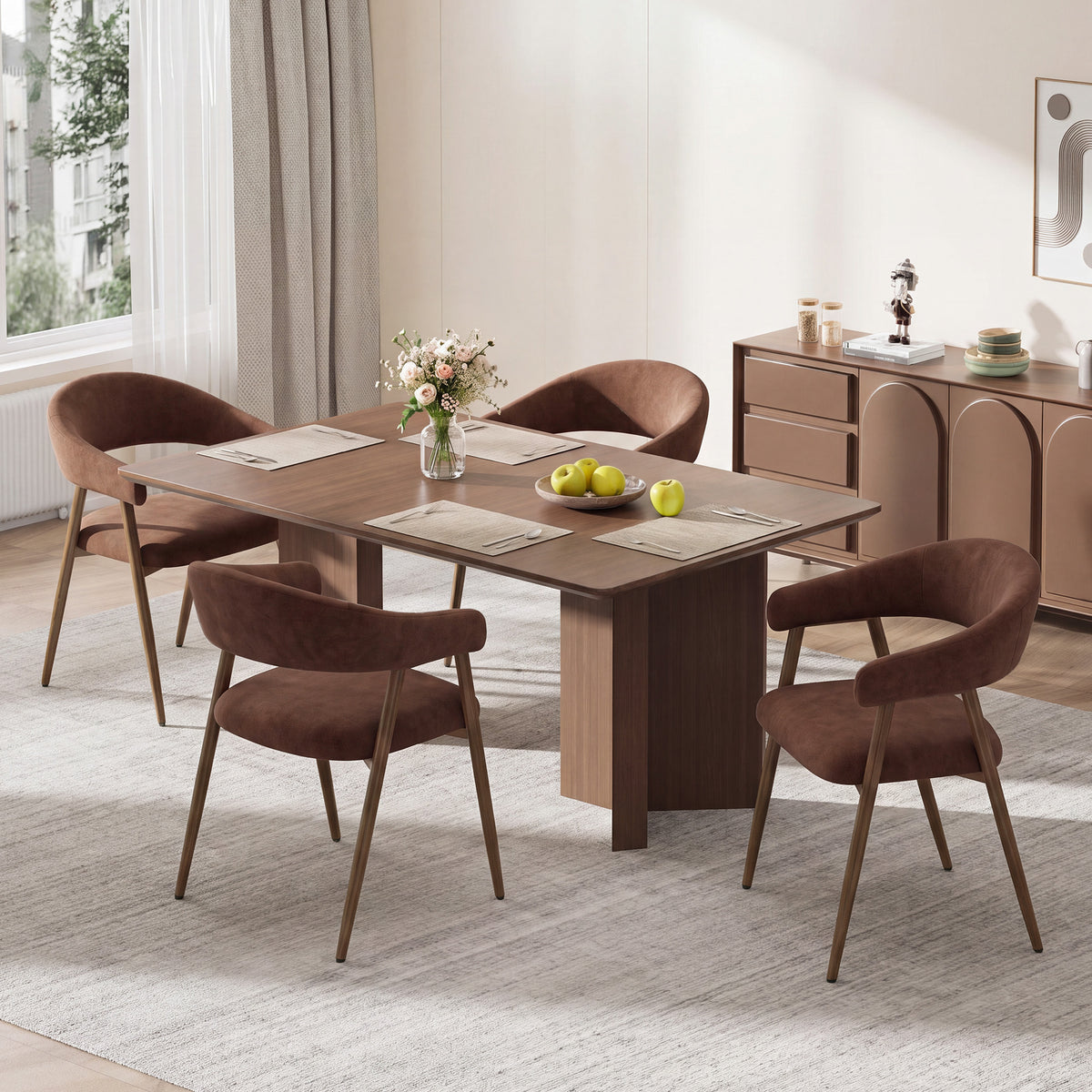 EOP Modern Linen Fabric Dining Chairs Set of 2, Upholstered Kitchen Chair with Metal Leg for Dining Room Restaurant