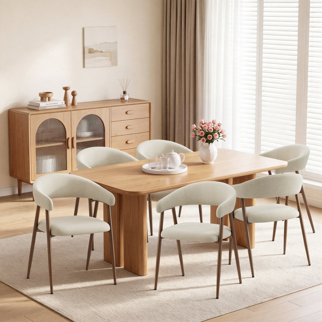 EOP Modern Linen Fabric Dining Chairs Set of 2, Upholstered Kitchen Chair with Metal Leg for Dining Room Restaurant
