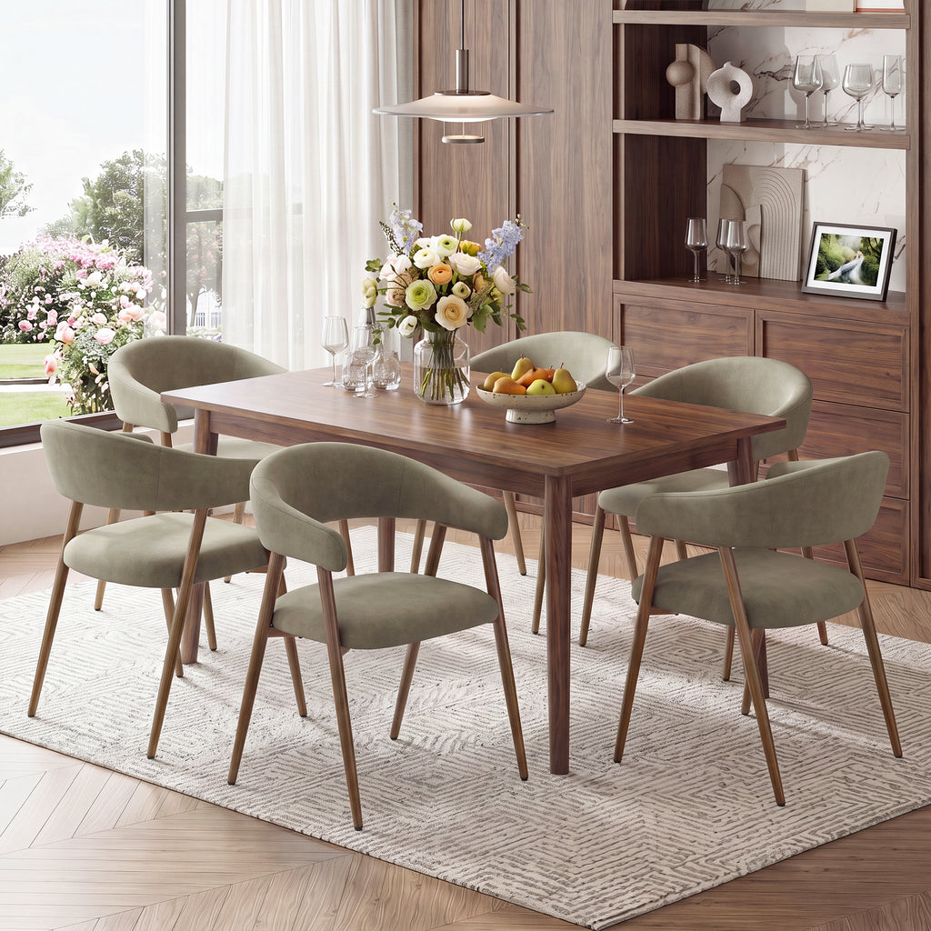 EOP Modern Linen Fabric Dining Chairs Set of 2, Upholstered Kitchen Chair with Metal Leg for Dining Room Restaurant