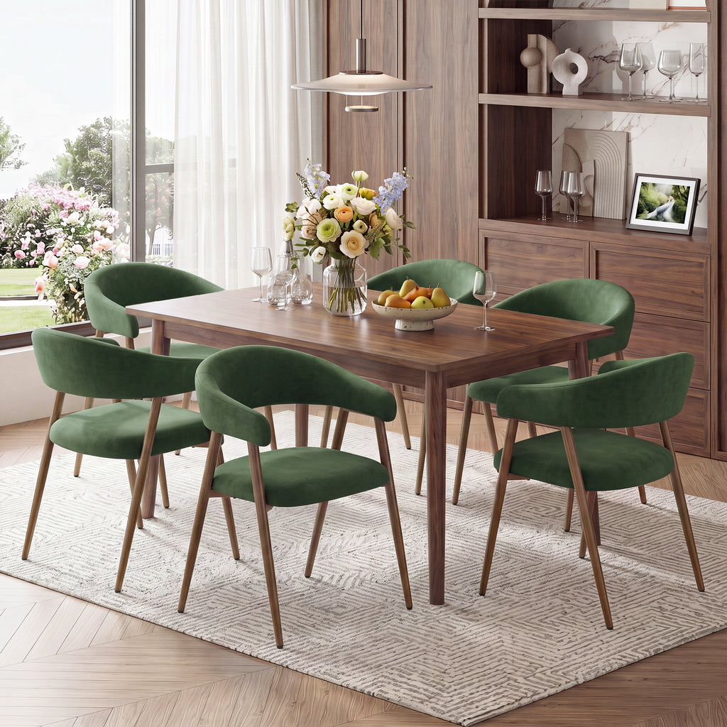 EOP Modern Linen Fabric Dining Chairs Set of 2, Upholstered Kitchen Chair with Metal Leg for Dining Room Restaurant
