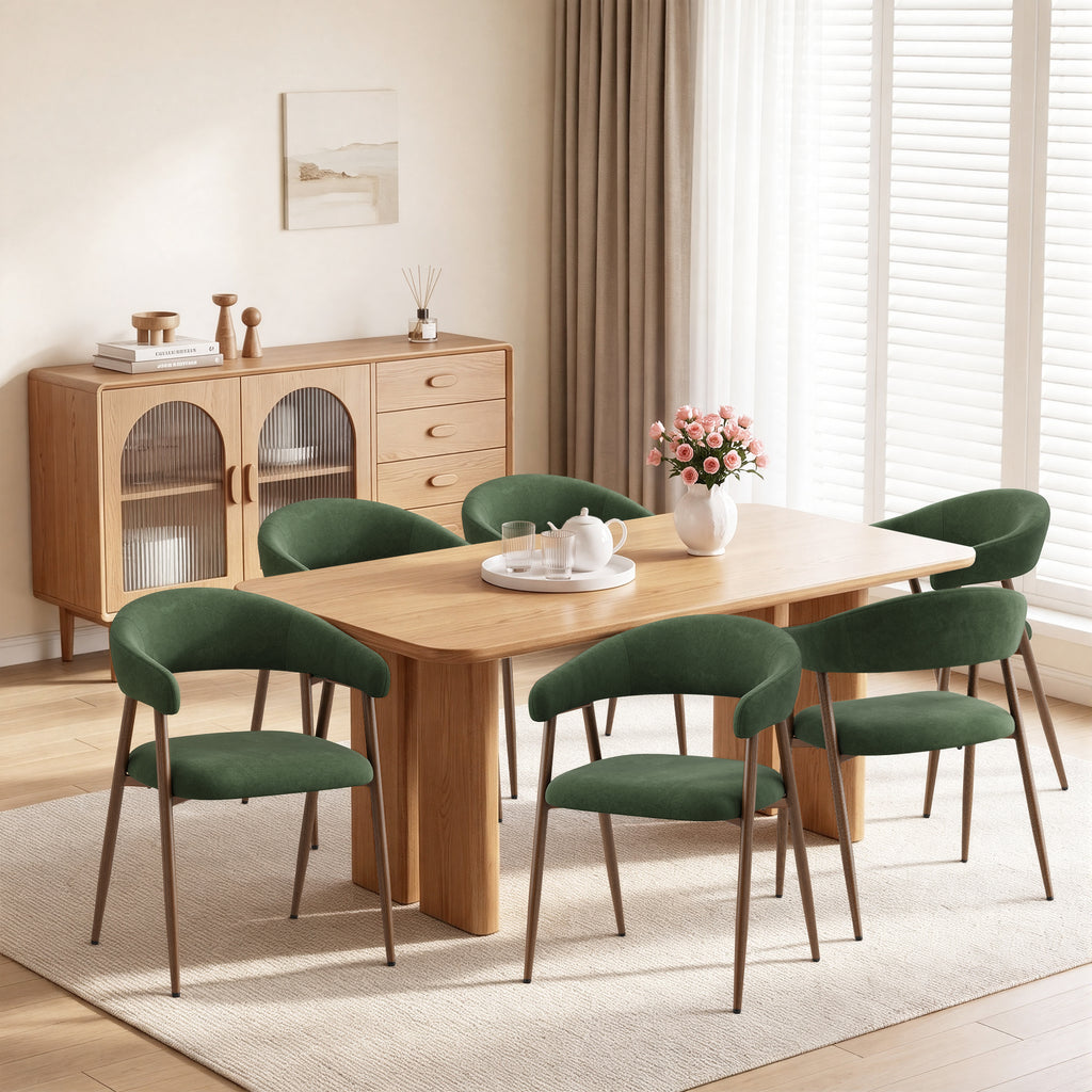 EOP Modern Linen Fabric Dining Chairs Set of 2, Upholstered Kitchen Chair with Metal Leg for Dining Room Restaurant