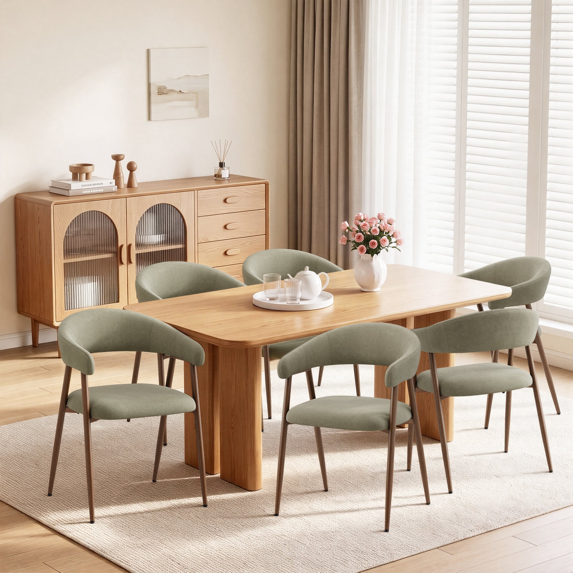 EOP Modern Linen Fabric Dining Chairs Set of 2, Upholstered Kitchen Chair with Metal Leg for Dining Room Restaurant