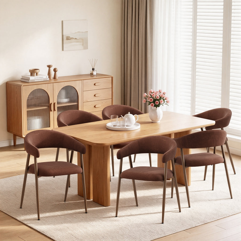 EOP Modern Linen Fabric Dining Chairs Set of 2, Upholstered Kitchen Chair with Metal Leg for Dining Room Restaurant