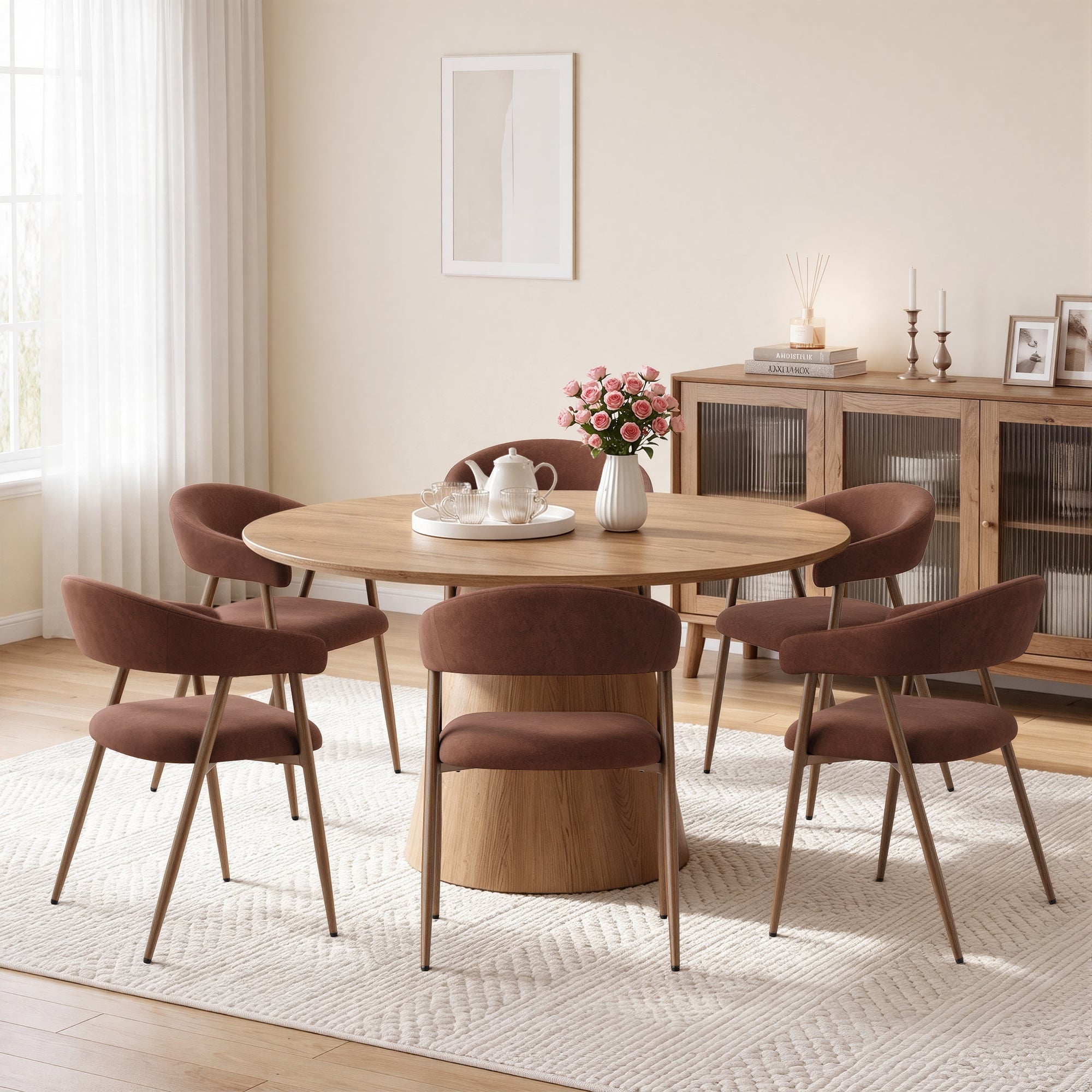 EOP Modern Linen Fabric Dining Chairs Set of 2, Upholstered Kitchen Chair with Metal Leg for Dining Room Restaurant