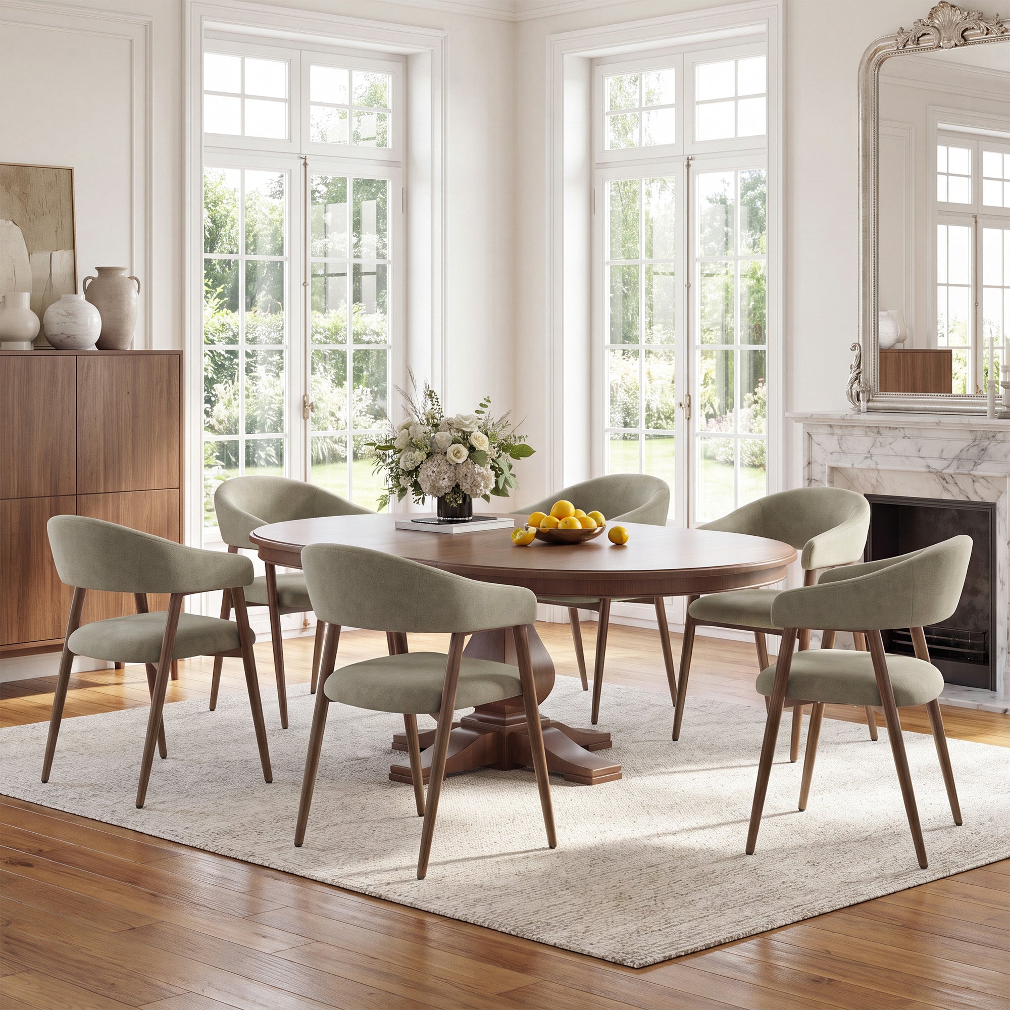EOP Modern Linen Fabric Dining Chairs Set of 2, Upholstered Kitchen Chair with Metal Leg for Dining Room Restaurant