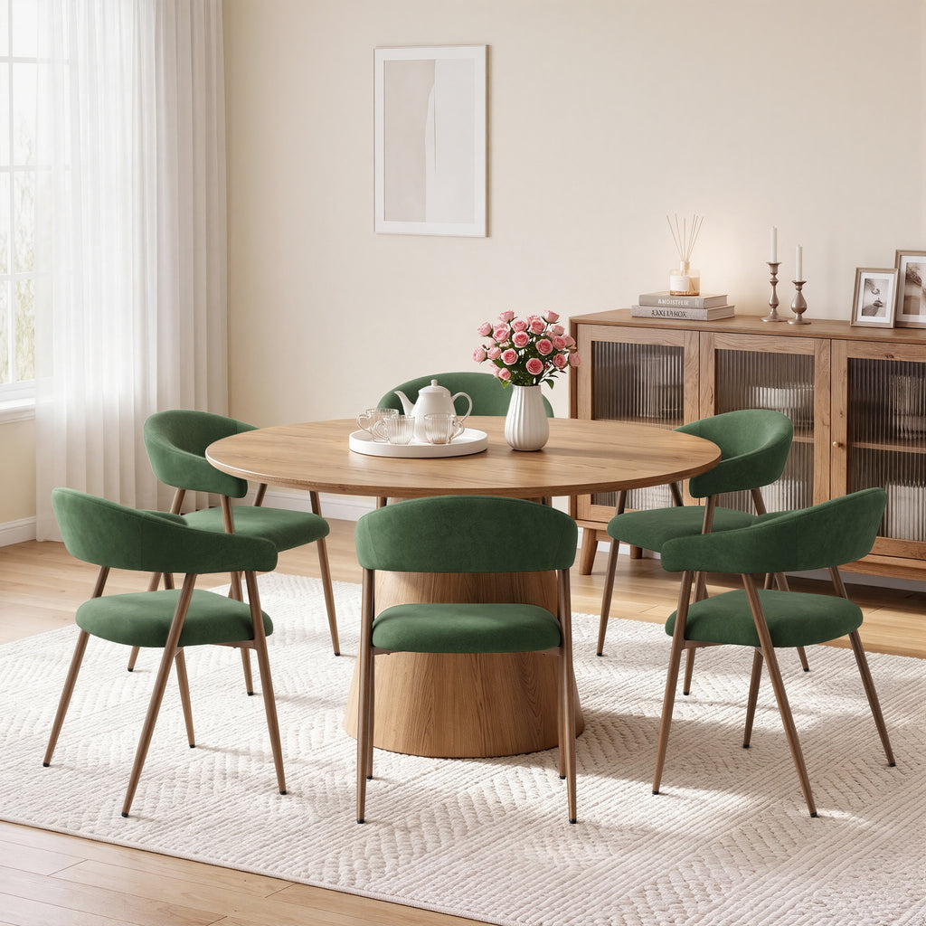 EOP Modern Linen Fabric Dining Chairs Set of 2, Upholstered Kitchen Chair with Metal Leg for Dining Room Restaurant