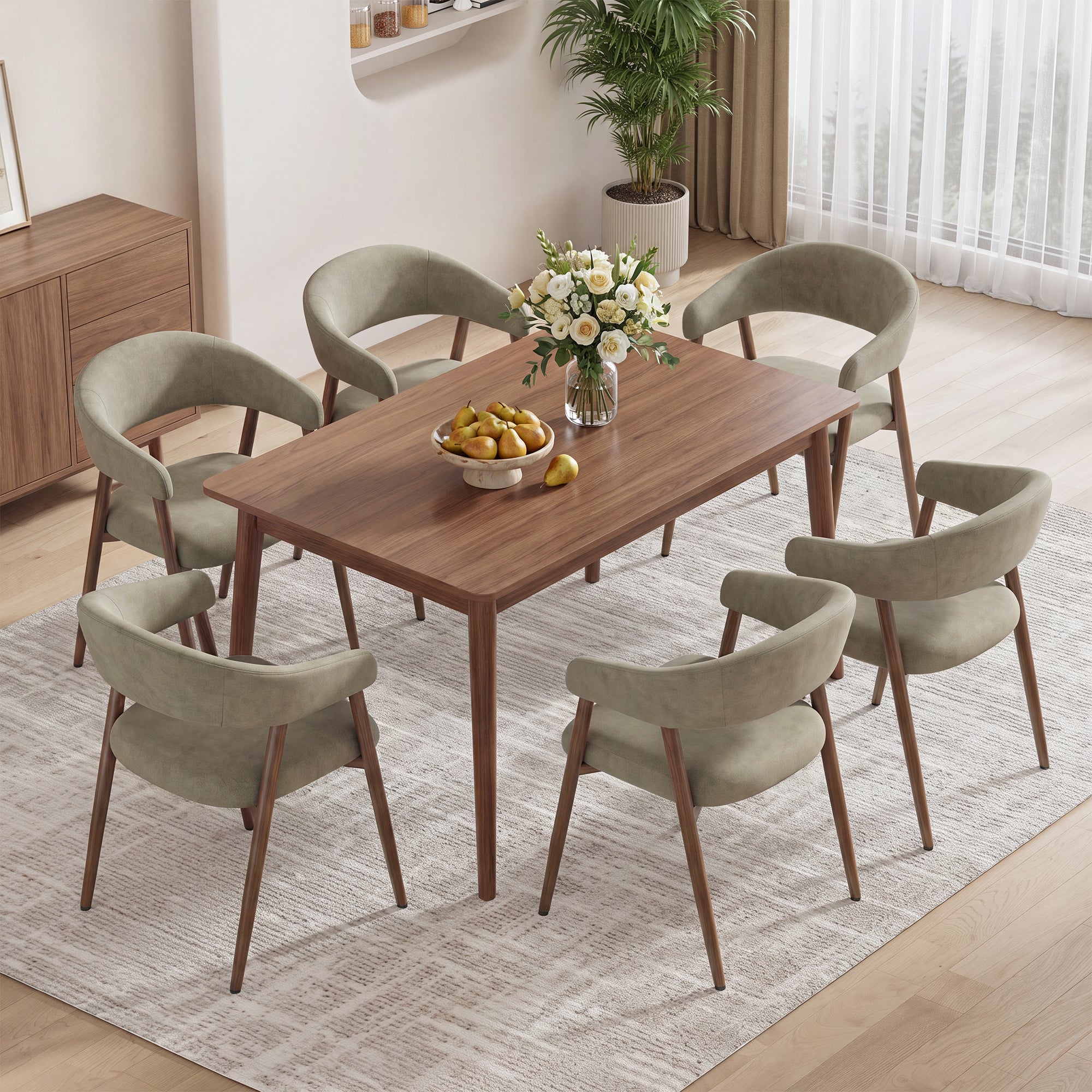EOP Modern Linen Fabric Dining Chairs Set of 2, Upholstered Kitchen Chair with Metal Leg for Dining Room Restaurant