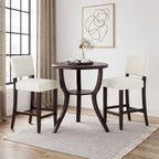 EOP 25.98" Modern Counter Height Barstools Set of 2, Farmhouse Wooden Upholstered Bar Stools With Footrest for Kitchen Island, Bar, Dining Room, Beige