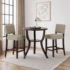 EOP 25.98" Modern Counter Height Barstools Set of 2, Farmhouse Wooden Upholstered Bar Stools With Footrest for Kitchen Island, Bar, Dining Room, Beige