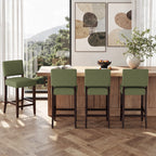 EOP 25.98" Modern Counter Height Barstools Set of 2, Farmhouse Wooden Upholstered Bar Stools With Footrest for Kitchen Island, Bar, Dining Room, Beige