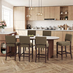 EOP 25.98" Modern Counter Height Barstools Set of 2, Farmhouse Wooden Upholstered Bar Stools With Footrest for Kitchen Island, Bar, Dining Room, Beige
