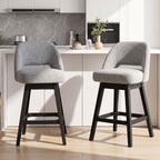EOP 26'' Swivel Counter Height Bar Stools Set of 2, Modern Upholstered Bar Stools with Curved Back and Solid Wood Legs, Bar Chairs for Kitchen Island Home Bar, Beige