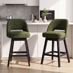EOP 26'' Swivel Counter Height Bar Stools Set of 2, Modern Upholstered Bar Stools with Curved Back and Solid Wood Legs, Bar Chairs for Kitchen Island Home Bar, Beige