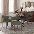 EOP 5-Piece Dining Set with Expandable 43″- 59″ Dining Table and 4 Upholstered Chairs for Small Spaces Small Home Kitchen Apartment, Black Table with Green Chairs