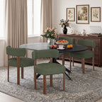 EOP 5-Piece Dining Set with Expandable 43″- 59″ Dining Table and 4 Upholstered Chairs for Small Spaces Small Home Kitchen Apartment, Black Table with Green Chairs