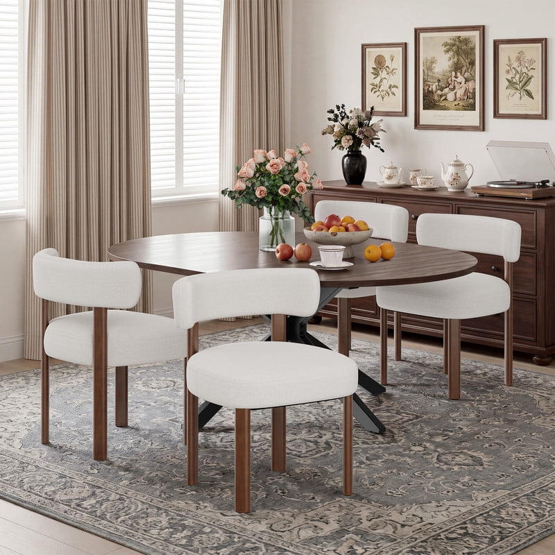 EOP 5-Piece Dining Set with Expandable 43″- 59″ Dining Table and 4 Upholstered Chairs for Small Spaces Small Home Kitchen Apartment, Black Table with Green Chairs