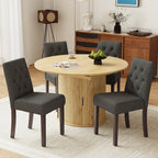 EOP 5-Piece Extendable Dining Table Set for 4, 47"-63" Wood Kitchen Table with 4 Upholstered Chairs, Space-Saving Drop Leaf Kitchen Table for Dining Room, Small Space
