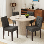 EOP 5-Piece Extendable Dining Table Set for 4, 47"-63" Wood Kitchen Table with 4 Upholstered Chairs, Space-Saving Drop Leaf Kitchen Table for Dining Room, Small Space
