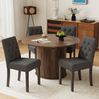 EOP 5-Piece Extendable Dining Table Set for 4, 47"-63" Wood Kitchen Table with 4 Upholstered Chairs, Space-Saving Drop Leaf Kitchen Table for Dining Room, Small Space