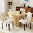 EOP 5-Piece Extendable Dining Table Set for 4, 47"-63" Wood Kitchen Table with 4 Upholstered Chairs, Space-Saving Drop Leaf Kitchen Table for Dining Room, Small Space