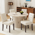 EOP 5-Piece Extendable Dining Table Set for 4, 47"-63" Wood Kitchen Table with 4 Upholstered Chairs, Space-Saving Drop Leaf Kitchen Table for Dining Room, Small Space