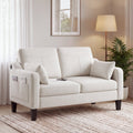 EOP 52" Upholstered Loveseat Sofa, Modern Comfy 2 Seater Couches with USB & Type-C Port, Side Pockets & 2 Pillows for Living Room, Apartment and Small Spaces, Beige